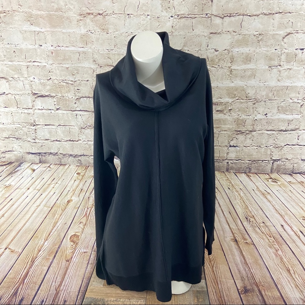 Joan Vass New York Black cowl neck sweater measure size small